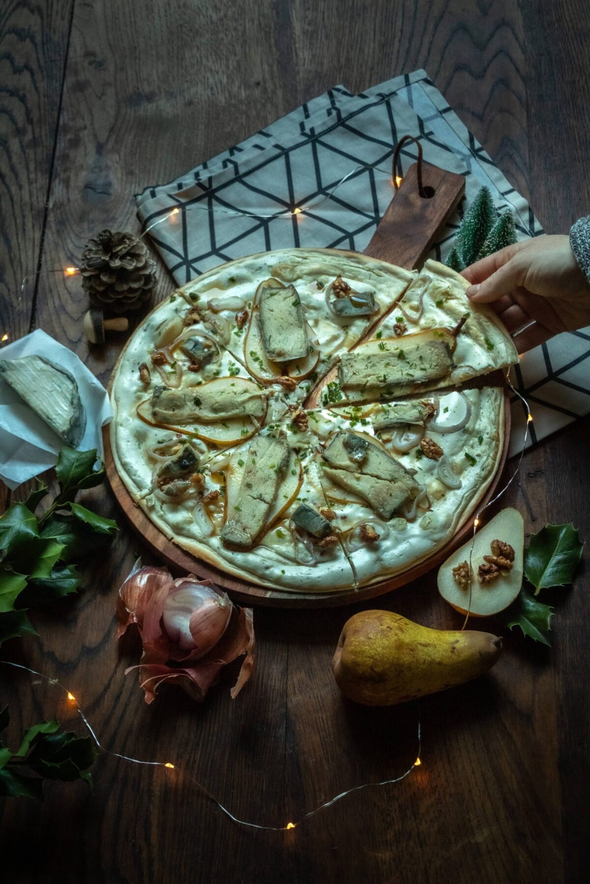 tarte flambée vegan au petit bleu